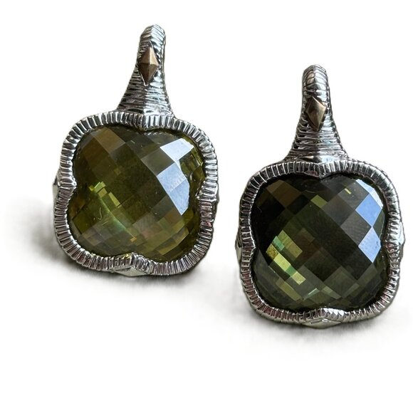 DAVID YURMAN STYLE 18k Gold & Green Amethyst Statement Earrings - Picture 1 of 6